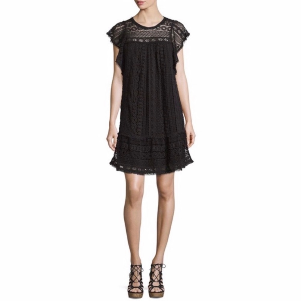 Hiche | Anthropology | black crochet dress | Medium